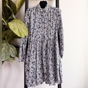 Floral Blue and White Women's Dress by J. Crew
